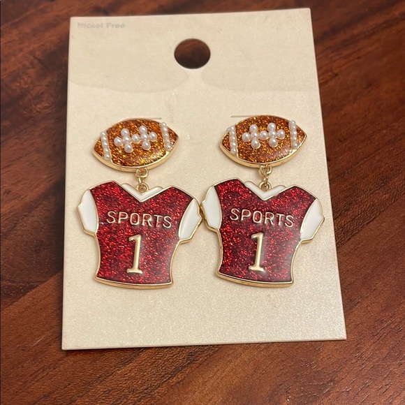 Unbranded Earrings Jersey Red and Gold Sports Football Fandom Earrings New - Picture 1 of 8
